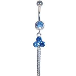  Blue CZ Dangling Belly Button Ball Navel Dangle Ring with 