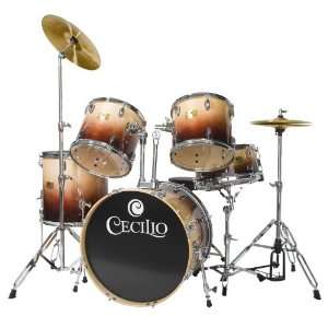  Cecilio 2Sereis DS 280BG High Grade 5 Piece Brown Drum Set 