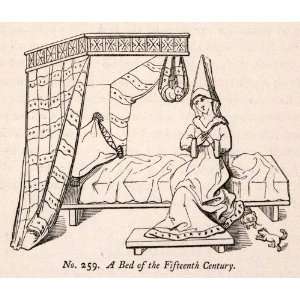   Women Medieval Sleep Pillow   Original Wood Engraving