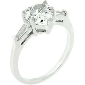  White Gold Bonded Silver Heart Shape CZ Anniversary Ring Jewelry
