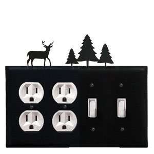 Deer and Pine Trees   Double Outlet, Double Switch Electric Cover 