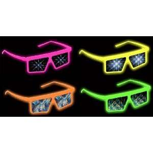  of Plastic Fireworks Glasses with Glow in the Dark and Black Light 