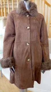   Toscana Lambskin Sheepskin Shearling Suede Leather Long Coat  