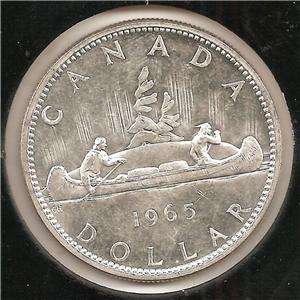 1965 small bead/point 5 AU Canadian Silver Dollar #2  