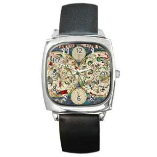 Celestial Map Star Chart Square Leather Band Watch  