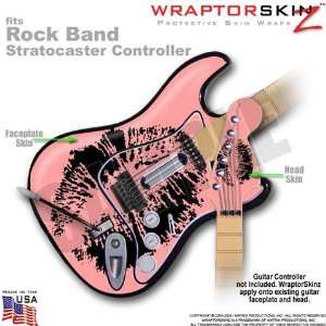 Big Kiss Black on Pink WraptorSkinz Skin fits Rock Band Stratocaster 