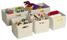 New Guidecraft Childrens Kids Tan Storage Bins   Set of 5  