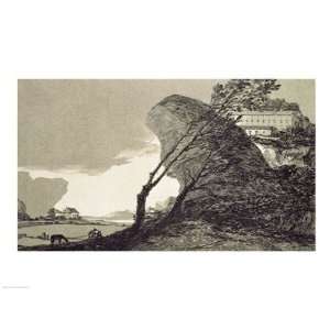 Landscape with Large Rocks, Buildings and Trees PREMIUM GRADE Rolled 