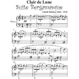   de Lune Debussy Elementary Piano Sheet Music Claude Debussy Books