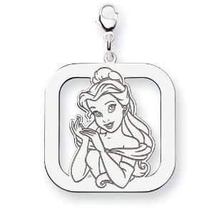  Sterling Silver Disney Belle Square Lobster Clasp Charm Jewelry