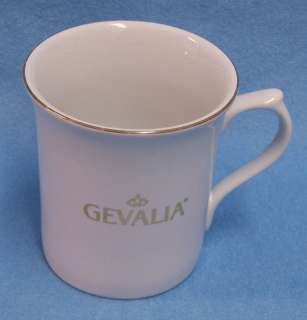 GEVALIA WHITE & GOLD CERAMIC COFFEE MUG GENTLE USE  