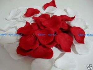 1200pc Red and white Silk Rose Petals Wedding Flowers  