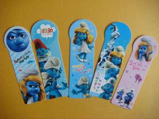 5pcs Cartoon THE SMURFS Book Marks 5 Different Designs S@1022  