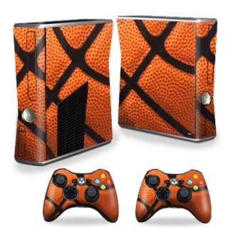 Skin Decal Cover for Xbox 360 S Slim + 2 controllers Skins Basketball 
