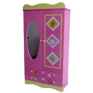   4Gr8 Kidz Pink Series Kids Wooden Wardrobe with Mirror Toys & Games