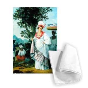  West Indian Creole Woman with her Black   Tea Towel 100% 
