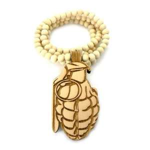   Wooden Grenade Pendant With a 36 Inch Necklace Chain Good Quality Wood